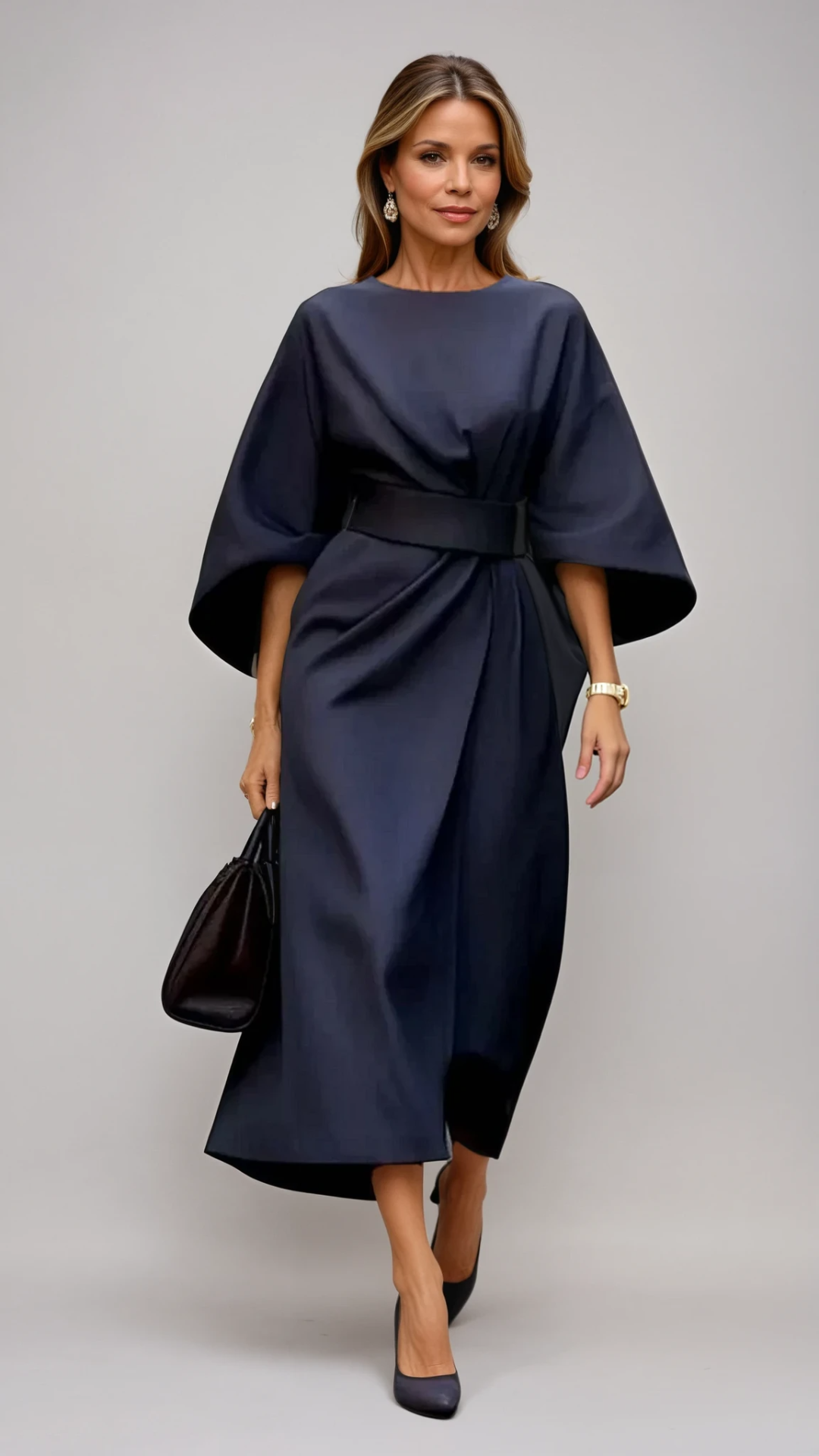 <html>
<body>
<p>Selva | Abito elegante con splendidi maniche a lanterna e una cintura che valorizza la silhouette.</p>
</body>
</html>