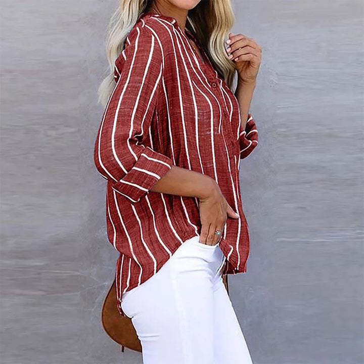 Camicia a righe Amara™ a maniche lunghe - stile elegante e comfort ineguagliabile per tutti i giorni!