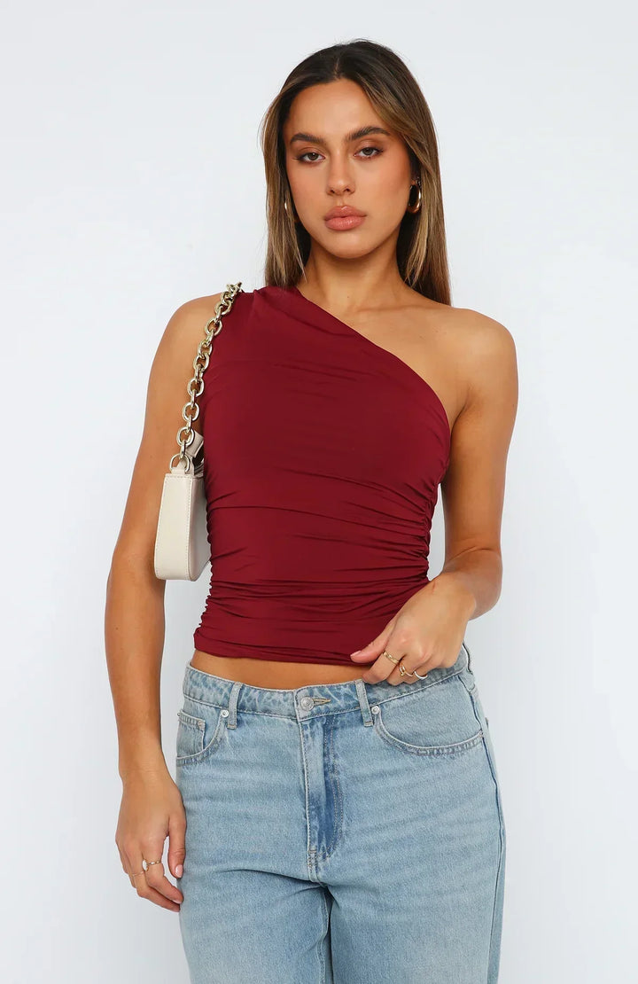 Imaya - Top alla moda con spalla scoperta e intrecciato