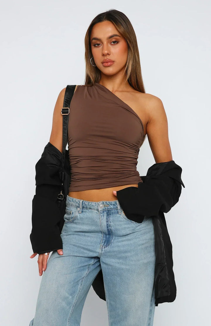 Imaya - Top alla moda con spalla scoperta e intrecciato