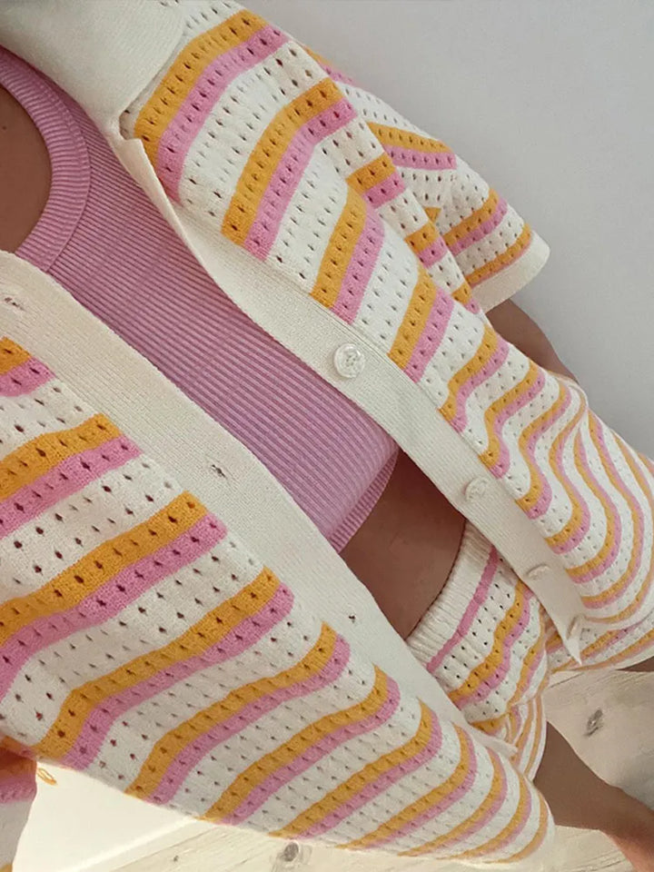 Fayelle - Elegante Outfit a Strisce in Due Pezzi per un Look Casual e Chic