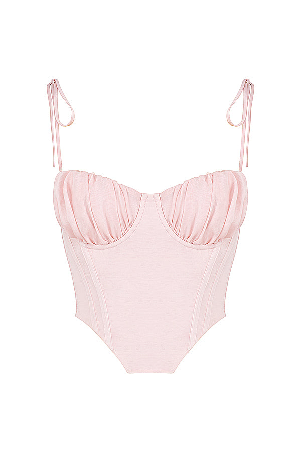 <html>
<p>Indira - Elegante top in chiffon con corsetto per un tocco di raffinatezza.</p>
</html>