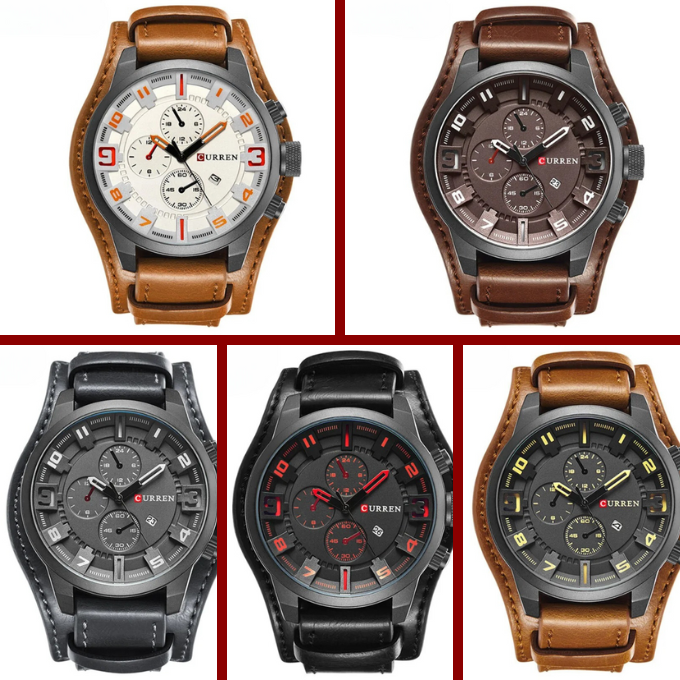 Elegante orologio da uomo con cronografo e cinturino in pelle di lusso