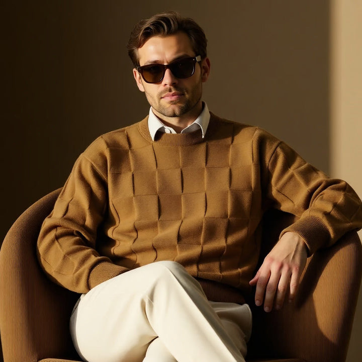 Elegante maglione da uomo in cotone di alta qualità, dalla vestibilità classica ed elegante.