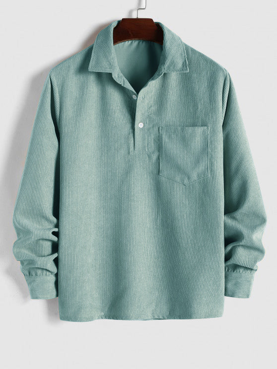 Camicia da uomo in velluto a coste - un look comodo ed elegante con maniche lunghe
