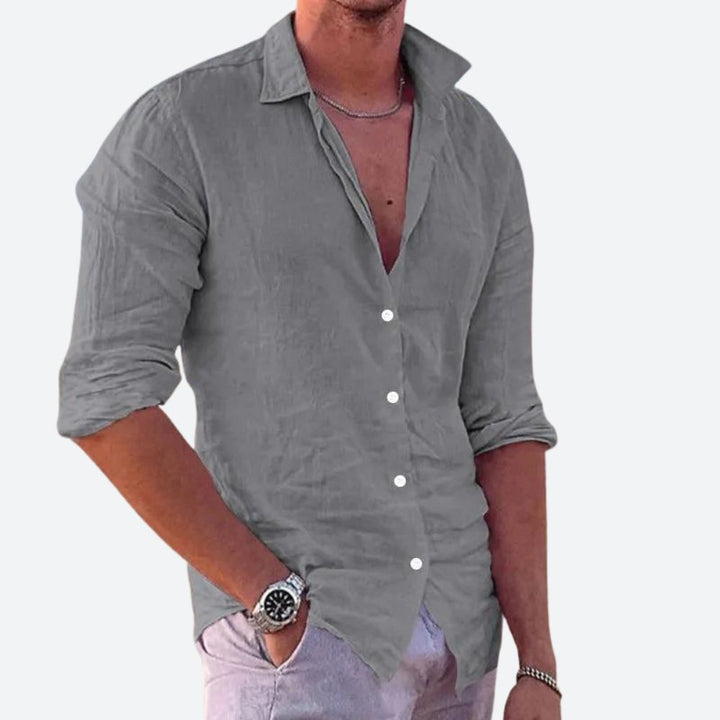 Camicia di lino da uomo comoda e alla moda da indossare tutti i giorni