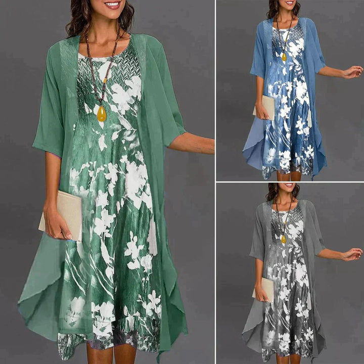 Elenna | Veste Midi Abito con Stampa Floreale Incantevole