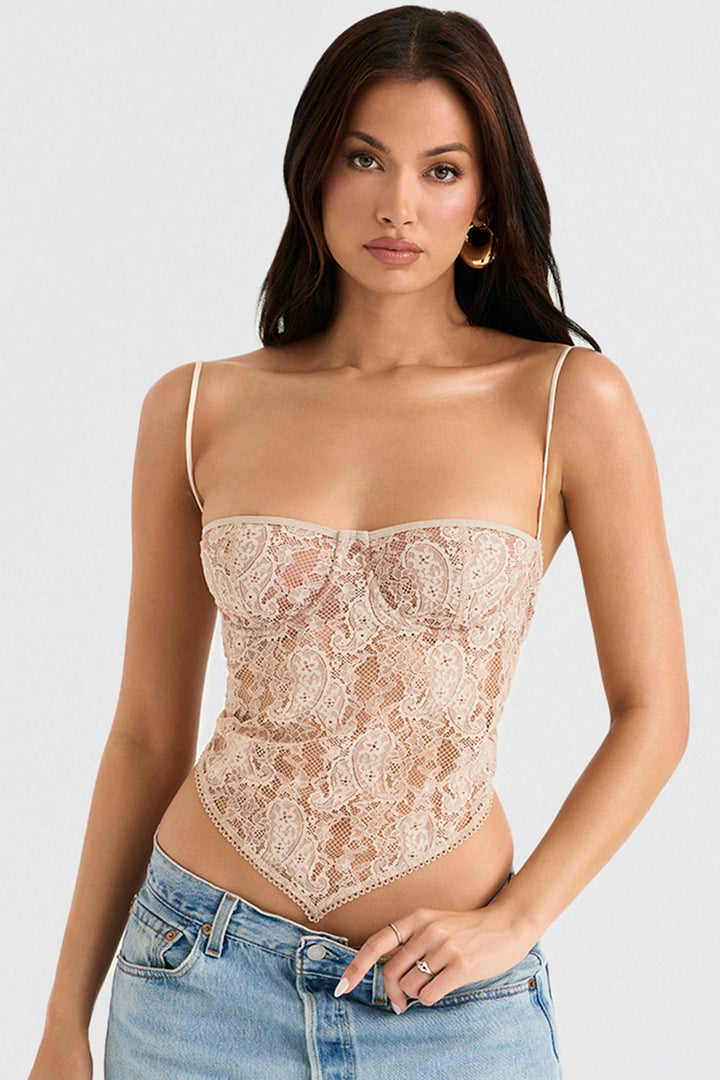 <html>
<p>Helisette - Top elegante bustier con bordi raffinati</p>
</html>