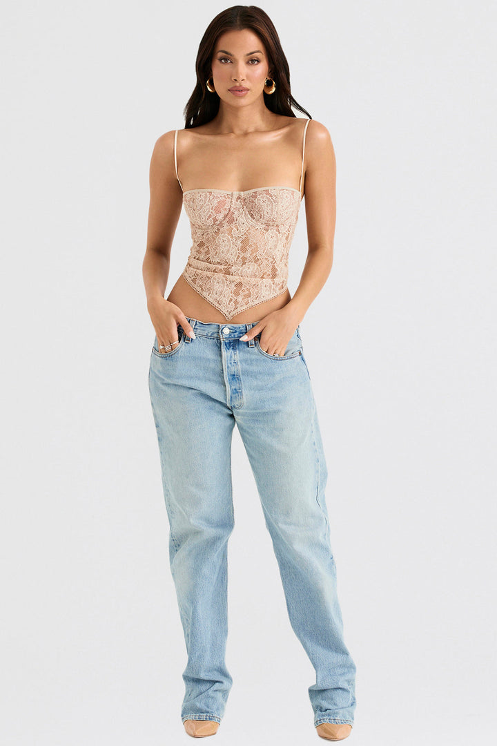 <html>
<p>Helisette - Top elegante bustier con bordi raffinati</p>
</html>