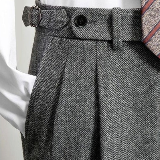 Eleganti pantaloni da uomo in lana con pratica cintura - stile e comfort per tutti i giorni