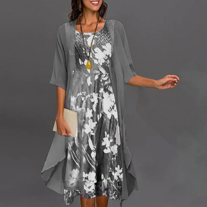 Elenna | Veste Midi Abito con Stampa Floreale Incantevole