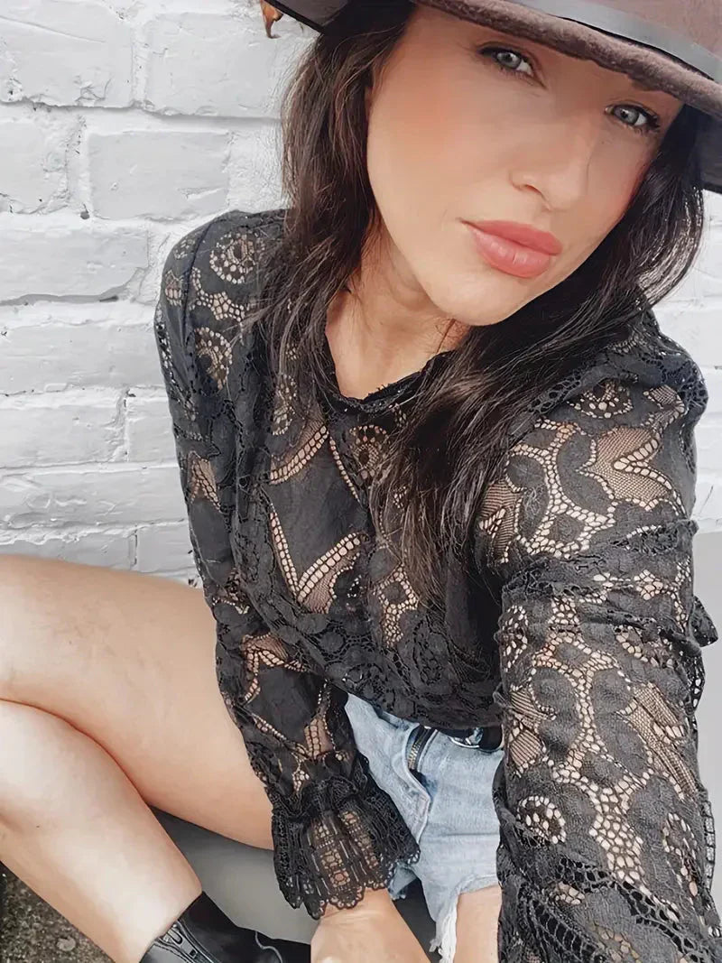 Elegante camicetta di pizzo da donna per un look unico
