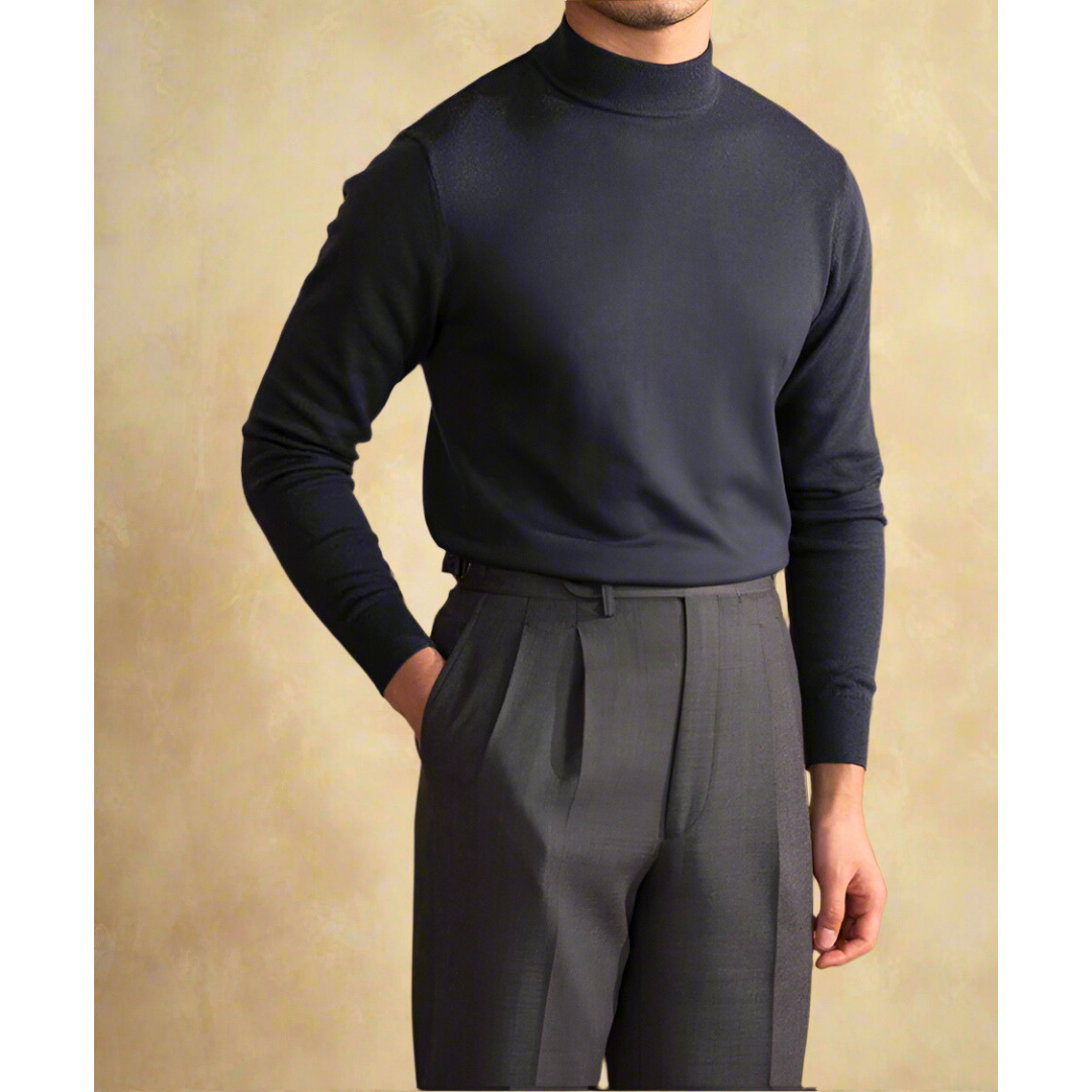 Elegante e confortevole, il maglione dolcevita da uomo in lana pregiata è un classico senza tempo per ogni occasione.