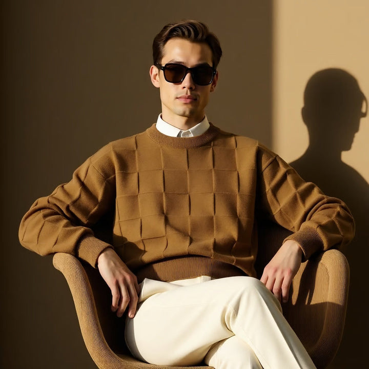 Elegante maglione da uomo in cotone di alta qualità, dalla vestibilità classica ed elegante.