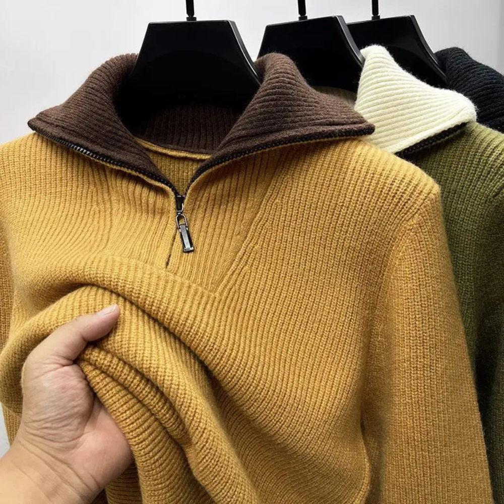Stylowy damski sweter z stójką i zamkiem błyskawicznym – komfort i elegancja na co dzień