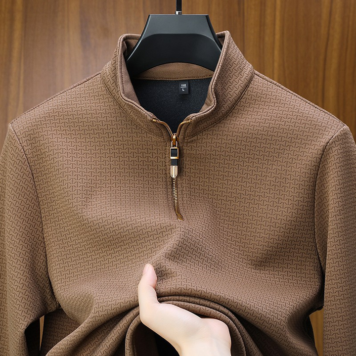Elegante maglione da uomo in maglia con zip: un'opzione elegante e confortevole per le giornate fredde