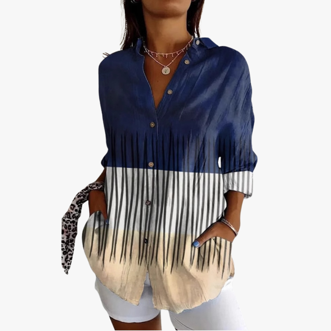 Elegante camicetta da donna in lino con ricami eleganti per un look unico e alla moda