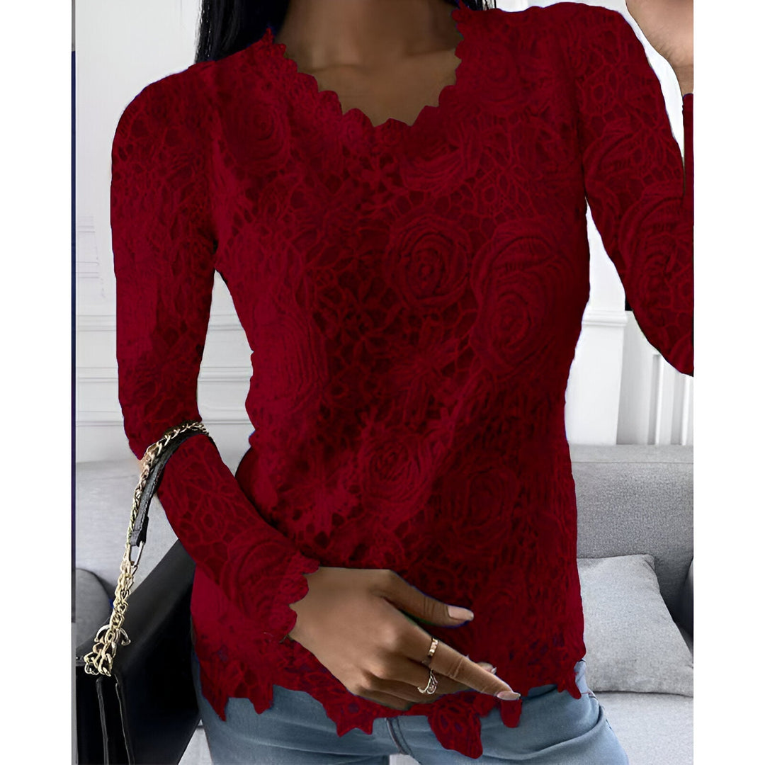 <p>Clarisse - Blusa Elegante con Maniche Lunghe e Raffinati Dettagli in Pizzo</p>