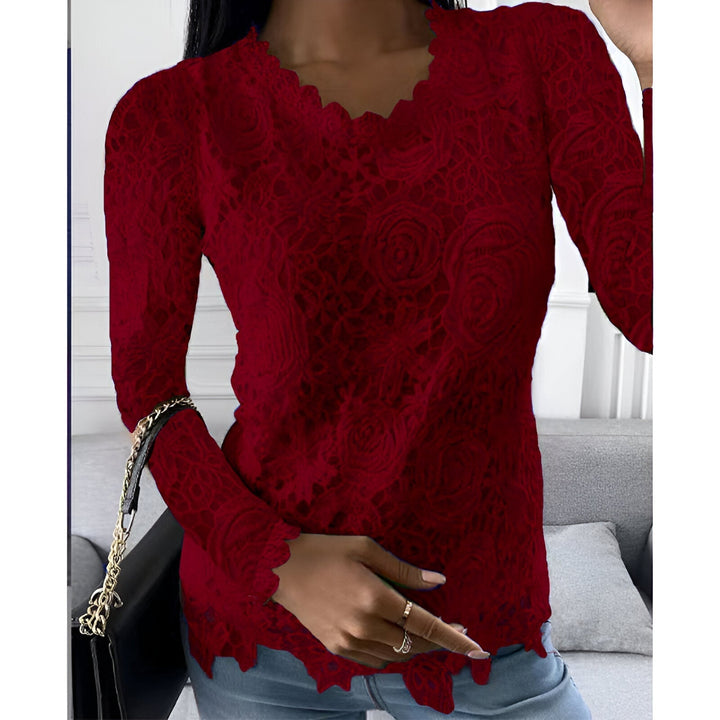 <p>Clarisse - Blusa Elegante con Maniche Lunghe e Raffinati Dettagli in Pizzo</p>