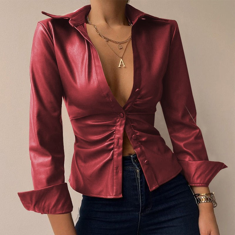 Elegante camicetta da donna a maniche lunghe - perfetta per ogni occasione