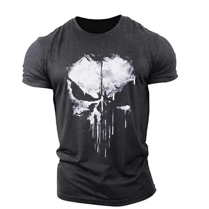 Elegante t-shirt da uomo con teschio - comodo scollo rotondo in un design contemporaneo