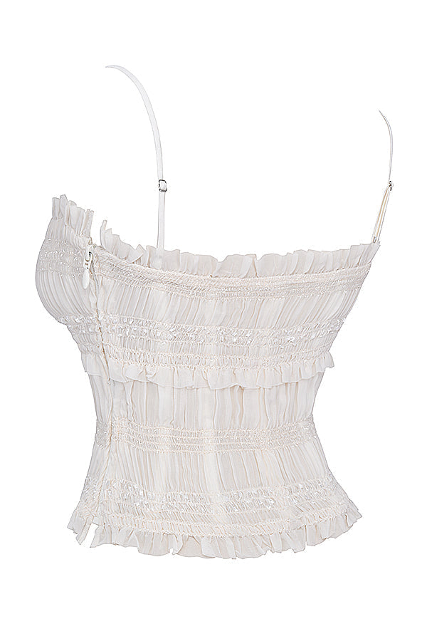 <html>Prachtoso Corsetto Avorio Decorato con Paillettes Brillanti</html>