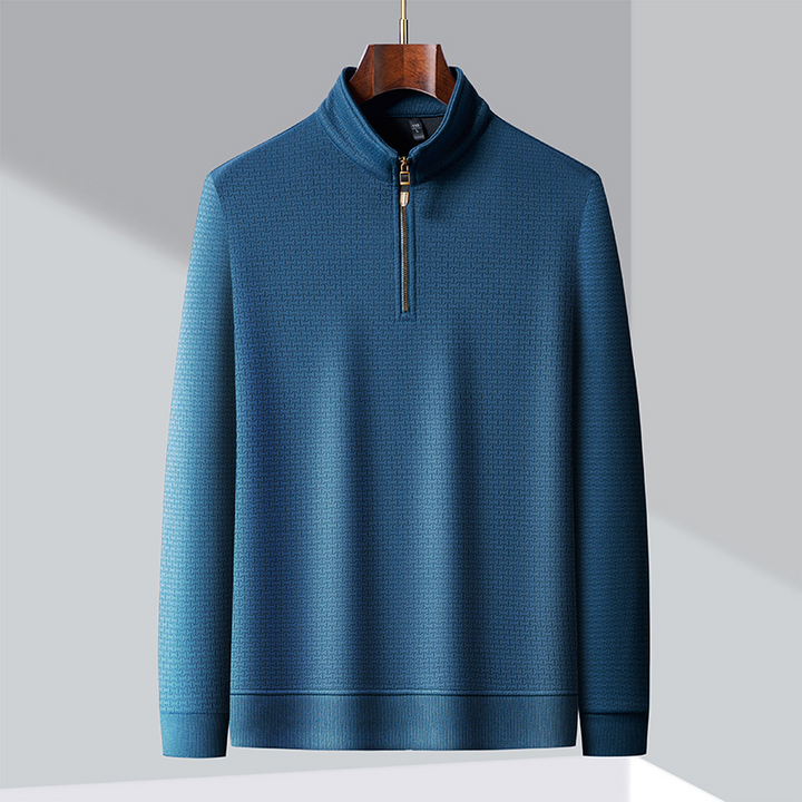 Elegante maglione da uomo in maglia con zip: un'opzione elegante e confortevole per le giornate fredde