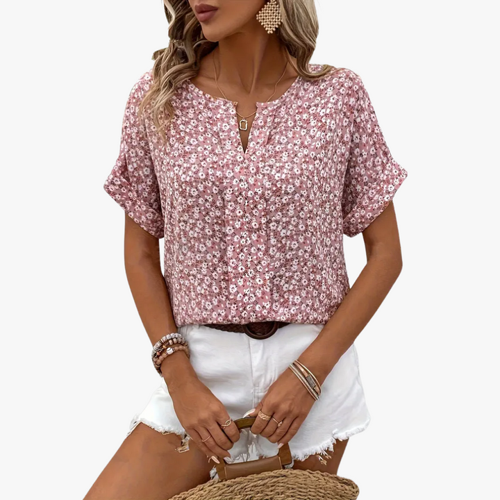 Elegante camicetta da donna con motivo floreale in stile vintage - eleganza e look unico