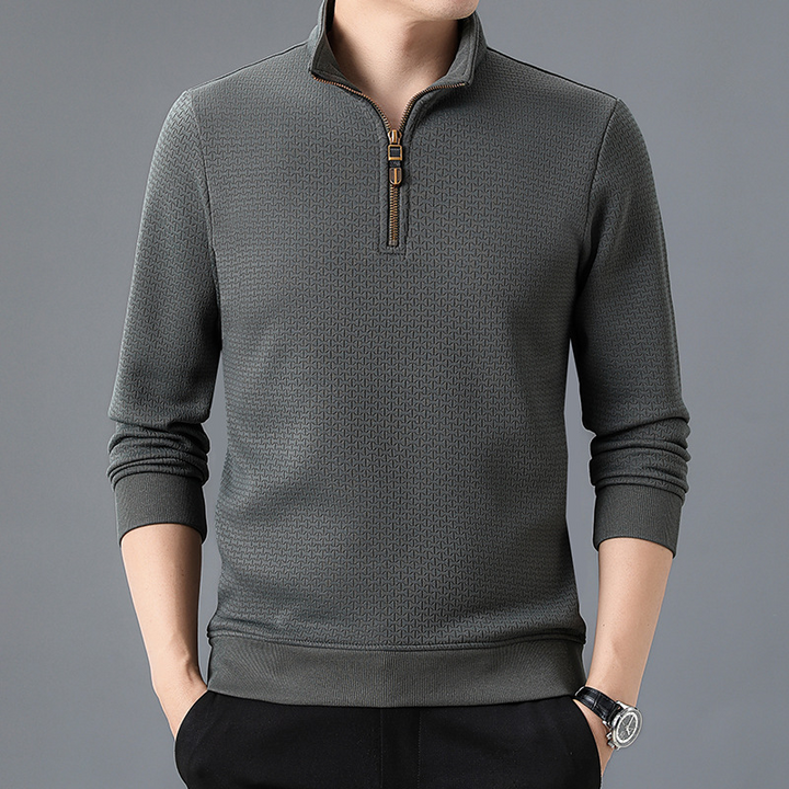 Elegante maglione da uomo in maglia con zip: un'opzione elegante e confortevole per le giornate fredde