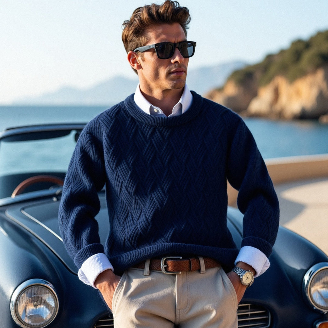 Elegante maglione da uomo in twill di lana - eleganza e comfort per tutti i giorni