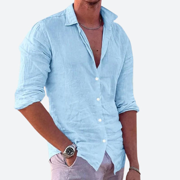 Camicia di lino da uomo comoda e alla moda da indossare tutti i giorni