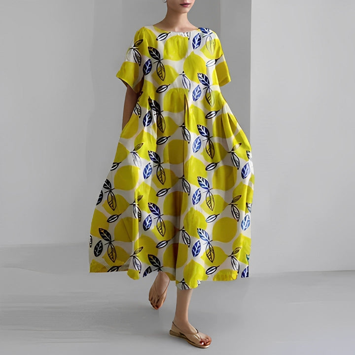 Genova™️ - Abito con Fantasia Floreale Boho