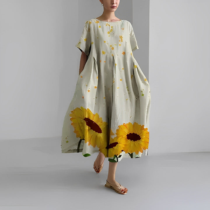 Genova™️ - Abito con Fantasia Floreale Boho