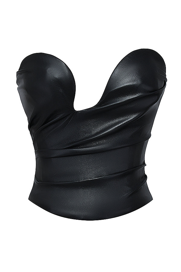 Helisara - Top Corsetto di Pelle Vegana di Lusso