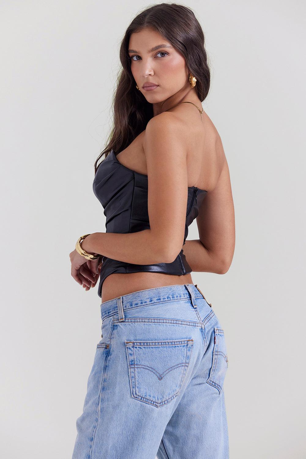 Helisara - Top Corsetto di Pelle Vegana di Lusso