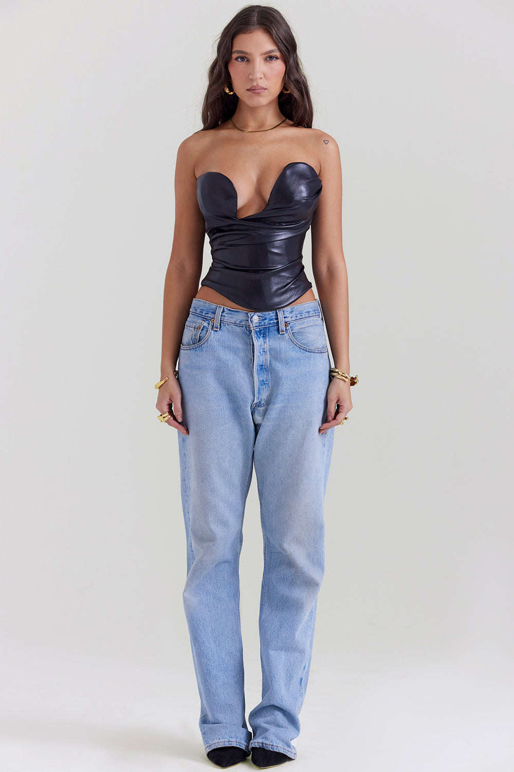 Helisara - Top Corsetto di Pelle Vegana di Lusso