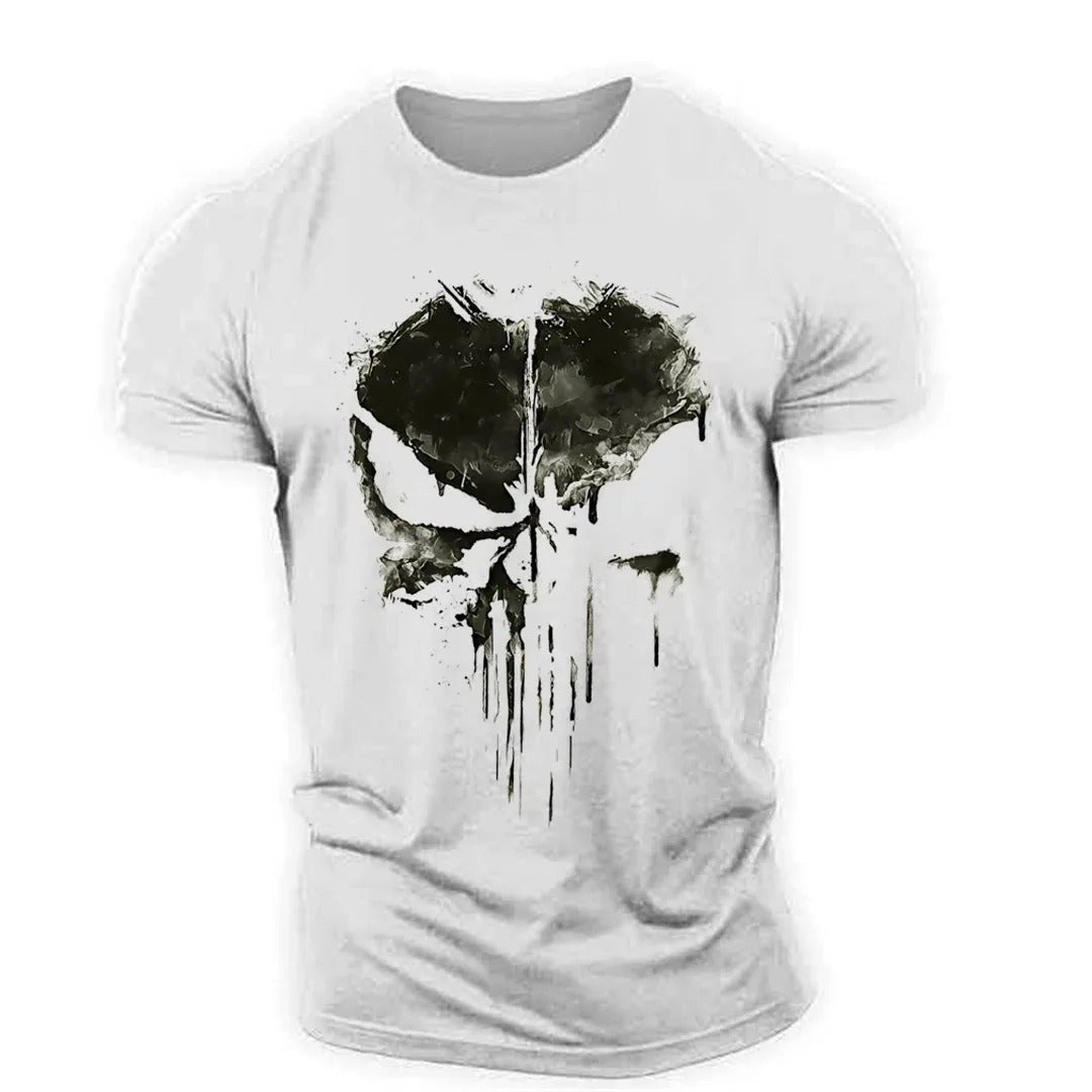 Elegante t-shirt da uomo con teschio - comodo scollo rotondo in un design contemporaneo