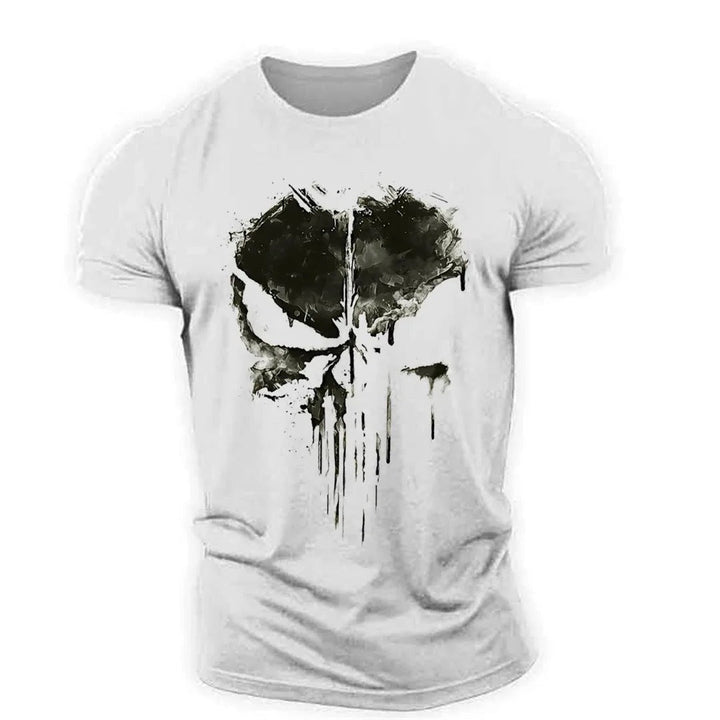 Elegante t-shirt da uomo con teschio - comodo scollo rotondo in un design contemporaneo