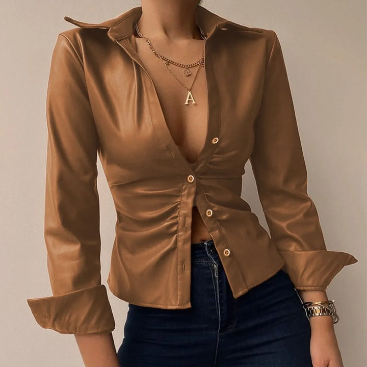 <p>Elegante Blusa in Pelle Jorien per un Look Stile e Raffinato</p>