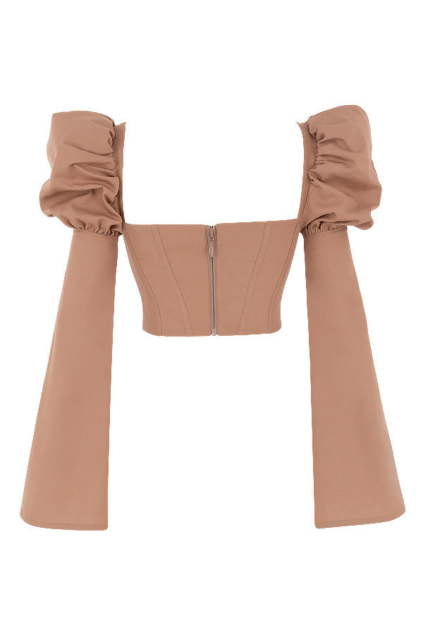 <div>Elegante top in cotone color moka di Helvienne</div>