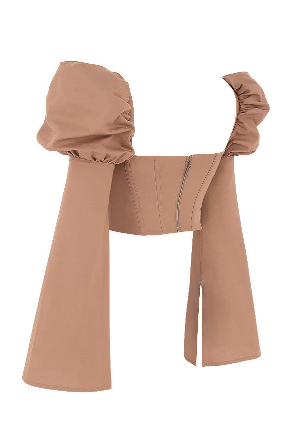 <div>Elegante top in cotone color moka di Helvienne</div>