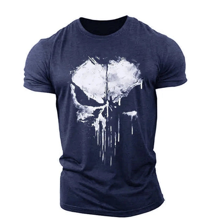 Elegante t-shirt da uomo con teschio - comodo scollo rotondo in un design contemporaneo