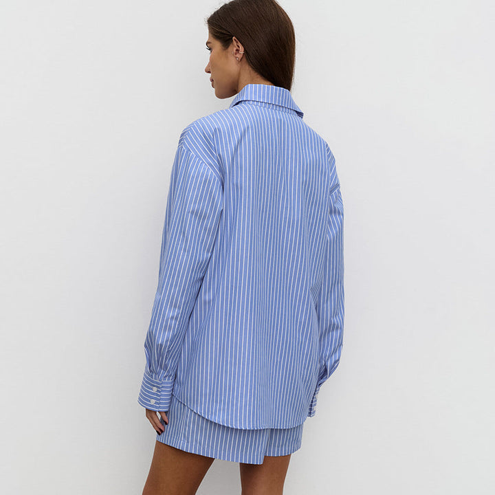 Fayelle - Camicia a Strisce Elegante con Pantaloni Corti Coordinati