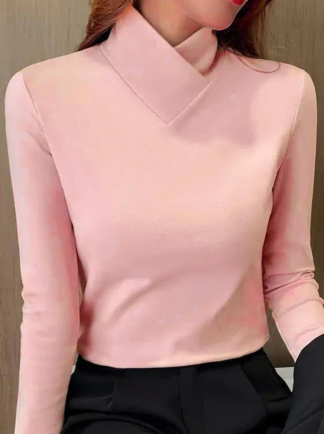 Dalila™ - Camicetta dolcevita elegante con taglio a V