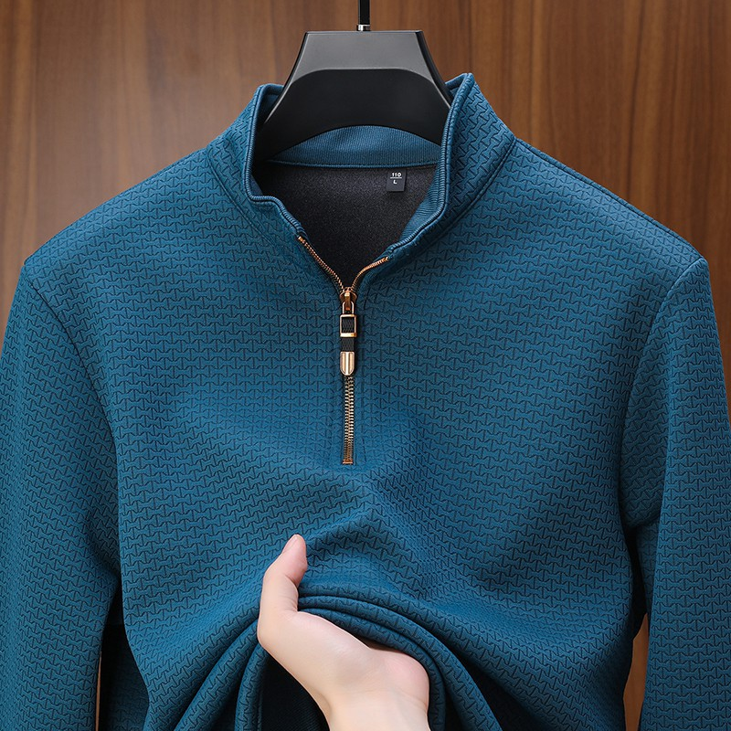 Elegante maglione da uomo in maglia con zip: un'opzione elegante e confortevole per le giornate fredde