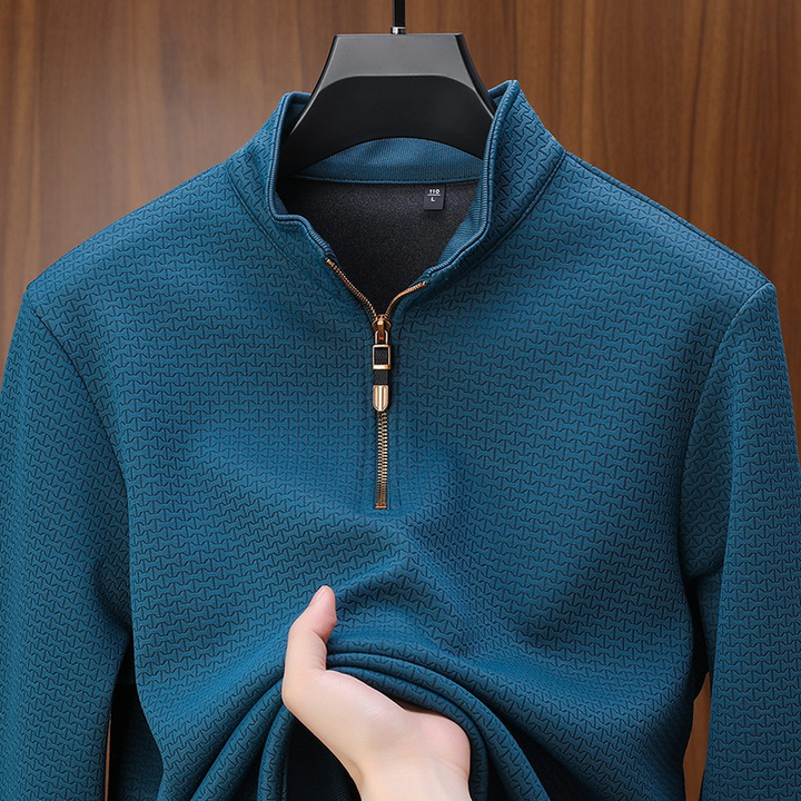 Elegante maglione da uomo in maglia con zip: un'opzione elegante e confortevole per le giornate fredde