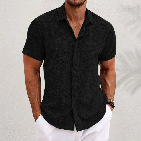 <p>Camicia elegante a maniche corte in cotone e lino</p>