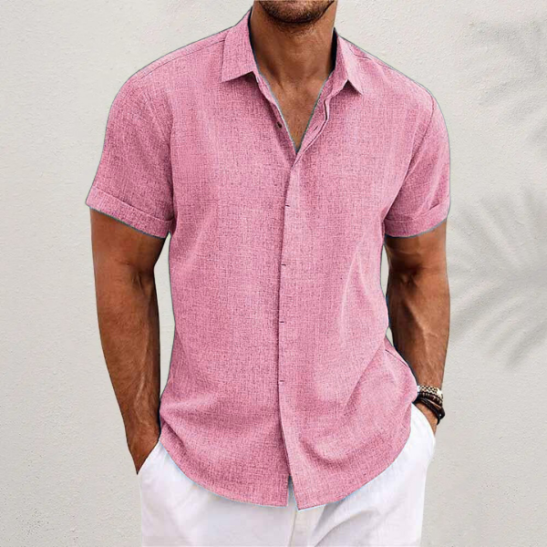 <p>Camicia elegante a maniche corte in cotone e lino</p>