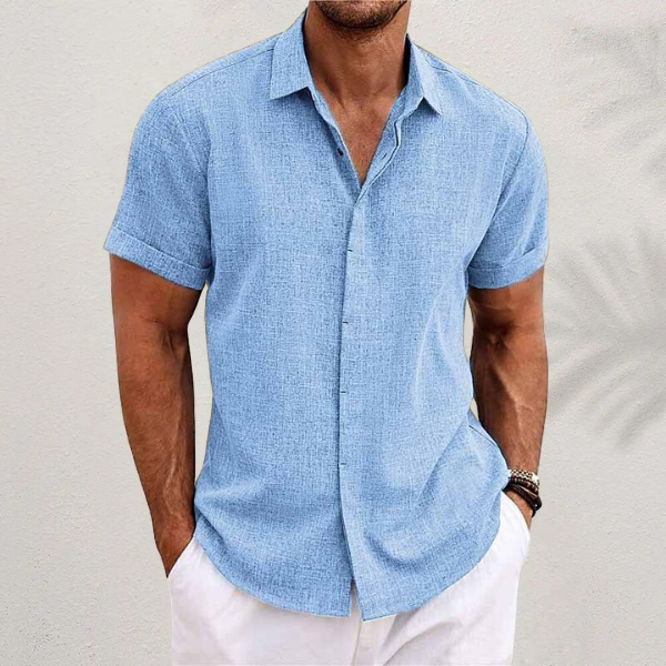<p>Camicia elegante a maniche corte in cotone e lino</p>