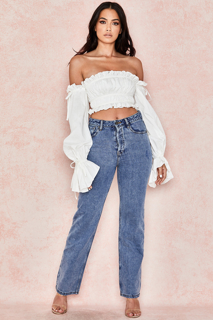 <div>Chic Helivienne - Elegante Blusa Bianca Off-Shoulder</div>